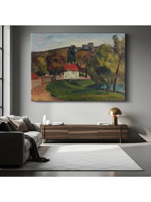 Paul Cézanne Kırmızı Çatılı Ev Kırsal Resmi Kanvas Tablo Duvar Tablosu Dekoratif Ressam Tablosu