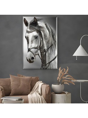 Şık Beyaz At Tablosu 28 |çerçevesiz Hd Dijital Baskı Dikey Kanvas Tablo Oturma Odası Dekoru