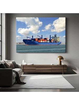 Konteyner Gemisi Uluslararası Ticaret Kanvas Tablo Deniz Devi Nakliye Tablo