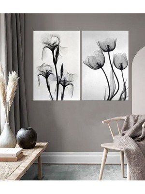 Çiçek Temalı Dekoratif Hd Baskı Kanvas Tablo (2 Li Set Olarak Satılmaktadır)