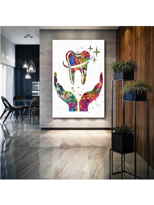 Gülsen Art Diş Hekimi Diş Tabibi Poliklinik Hd Baskı Kanvas Tablo Hd Dijital Baskı Dikey Kanvas Tablo 451