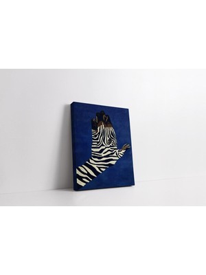 Hd Dijital Baskı Dikey Kanvas Tablo 1098 Lacivert Zebra Figürlü 253 Ofis Cafe Dekoru