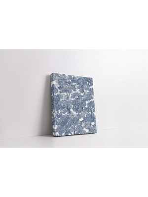 Hd Dijital Baskı Dikey Kanvas Tablo Bleu Blanc Mavi Beyaz Botanik Desenli 104