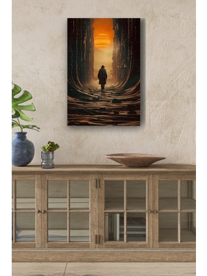 Vadide Yürüyen Adam Yağlı Boya Görünümlü Hd Dijital Baskı Dikey Kanvas Tablo 23