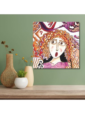 Gülsen Art Dekoratif Kare Hd Baskı Kanvas Tablo Yüksek Kalite Şaşıran Kadın Portresi