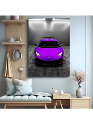Lamborghini Huracan Mor Süper Araba Kanvas Tablo Italyan Spor Otomobil Tablo