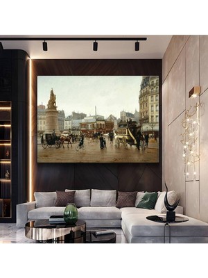 Luigi Loir Paris Meydanı Şehir Resmi Kanvas Tablo Duvar Tablosu Dekoratif Ressam Tablosu