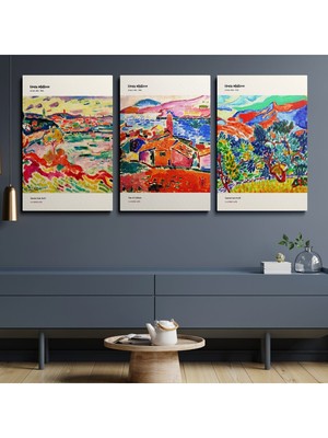 3'lü Set Kanvas Duvar Tablosu Hd Dijital Baskı Dikey Canvas Tablo Boho Klasik Modern Eu 210