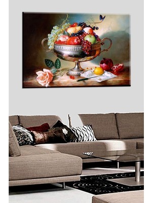 GülsenArt Meyve Tabağı Kanvas Tablo 50x35 Renkli Mutfak İçin Ideal HD Dijital Baskı Tek Parça