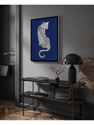 Dikey Hd Dijital Baskı Kanvas Tablo Oturma Odası Yatak Odası Dekoratif Lacivert Leopar Ja 996