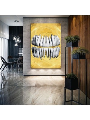 Gülsen Art Diş Polikiliniği Dekor Ağız Sağlığı Dental Beyaz Dişler Kanvas Tablo T