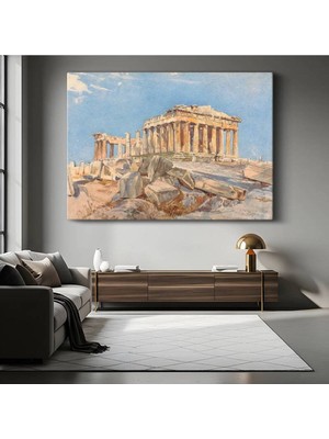 Gülsen Art Edward Dodwell Parthenon Tapınağı Antik Resmi Kanvas Tablo Duvar Tablosu Dekoratif Ressam Tablosu