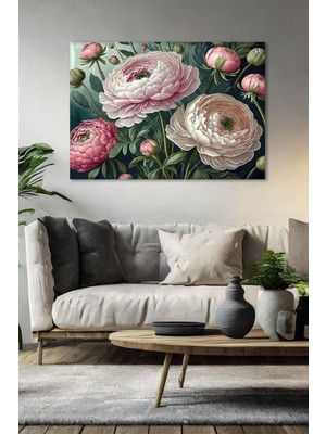 Pembe Çiçekler Hd Dijital Baskı Yatay Kanvas Tablo Duvar Tablosu Canvas Tablo Duvar Dekorasyonu