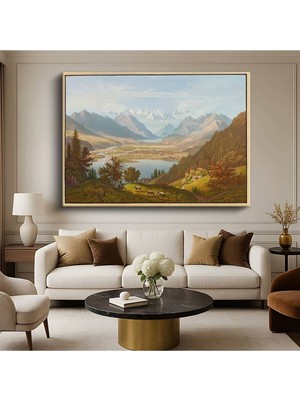 Albert Bierstadt Alp Dağları Peyzaj Resmi Kanvas Tablo Duvar Tablosu Dekoratif Ressam Tablosu