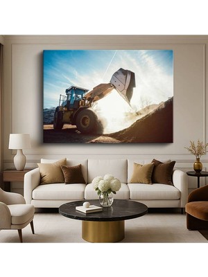 Loader Iş Makinesi Gün Kanvas Tablo Işığı Çalışırken Sarı Tablo