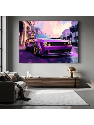 Gülsen Art Dodge Challenger Srt Mor Kanvas Tablo Canavar Spor Otomobil Hemi Tablo
