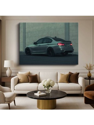 Bmw M3 Yan Profil Kanvas Tablo Gri Sedan Alman Tablo