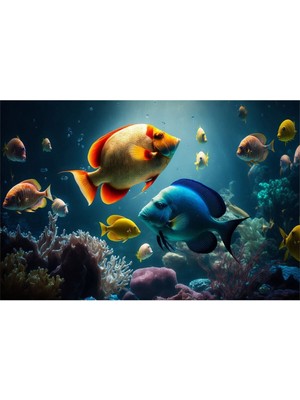 Gülsen Art Denizaltı Renkli Balıklar Hd Baskı Kanvas Tablo Hd Dijital Baskı Yatay Kanvas Tablo T123