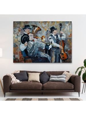 Gülsen Art Müzik Çalan Orkestra Dekoratif Duvar TABLOSU-3743 Hd Dijital Baskı Yatay Kanvas Tablo 5312