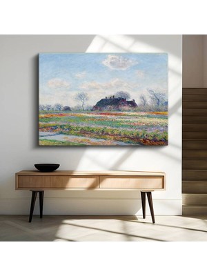 Gülsen Art Claude Monet Lale Tarlaları Çiçek Manzarası Kanvas Tablo Duvar Tablosu Dekoratif Ressam Tablosu