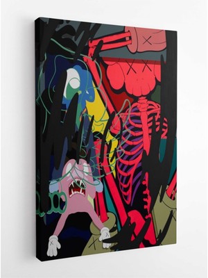 Gülsen Art Çocuk Odası Renkli Monster Dekorasyon Hd Dijital Baskı Dikey Kanvas Tablo