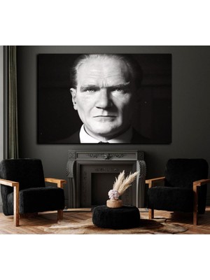 Atatürk Modelli Dekoratif Şık Hd Dijital Baskı Yatay Kanvas Tablo Asil Dekor