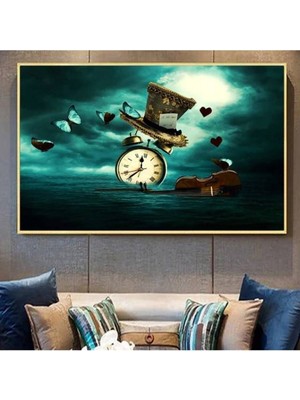 Time Is Violin Dekoratif Hd Dijital Baskı Yatay Kanvas Tablo Oturma Odası Antre Cafe Dekoru