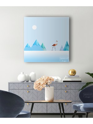 Gülsen Art Modern Soyut Flamingo Dekoratif Hd Dijital Baskı Kare Kanvas Tablo Şık Ofis Dekoru