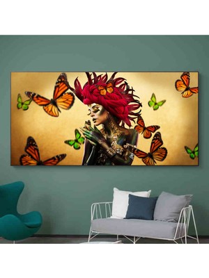 Butterfly Woman Hd Baskı Kanvas Tablo Hd Dijital Baskı Yatay Panoramik Kanvas Tablo 1