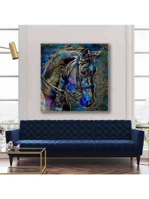 Etnik Sembollerden Oluşan Asil At Soyut Şekiller Hayvan Kare Hd Baskı Kanvas Tablo