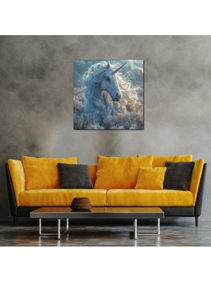 Gülsen Art Yağlı Boya Görünümlü Tablo Beyaz At Kanvas Baskı Hd Dijital Baskı Kare Kanvas Tablo