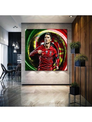 Gülsen Art Cristiano Ronaldo Futbol Portekiz Cr7 Kare Hd Baskı Kanvas Tablo