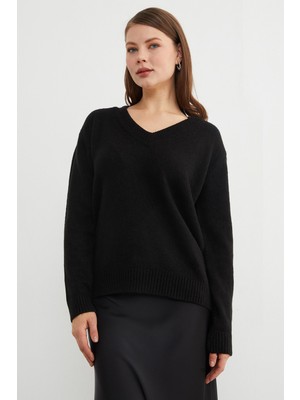FullaModa Basic V Yaka Salaş Kazak