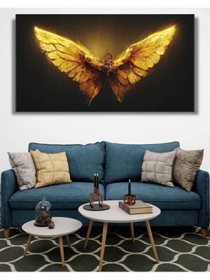 Gülsen Art Altın Kelebek Soyut Muhteşem Dekoratif Hd Baskı Kanvas Tablo Hediyelik Duvar Ofis