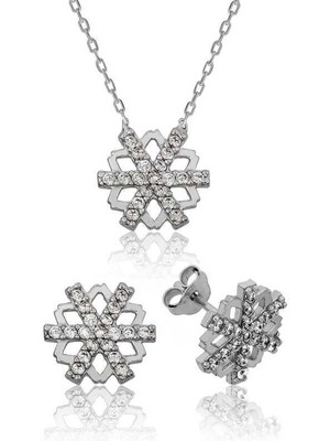 Gumush Hk Gümüş Kadın Set Kar Tanesi |Gümüş Takı Hediyelik Ürünler