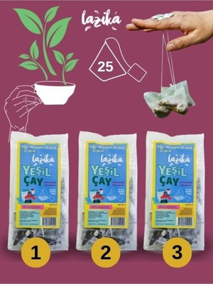 Lazika (3'lü Set) Avantajlı Yeşil Çay Seti Hatmi Çiçeği&bergamot-Antioksidan Kaynağı
