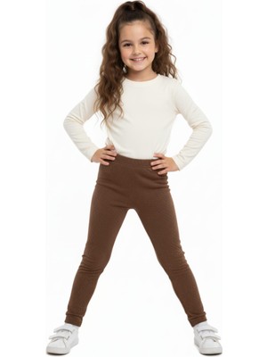 Meyica Kız Çocuk Pamuklu Likralı Şardonlu Mevsimlik Tayt