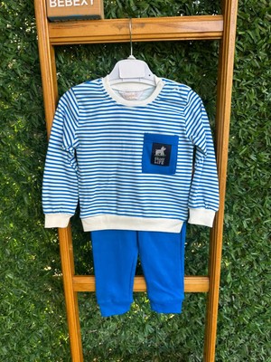 bebexy Mavi Çizgili Bebek Takım