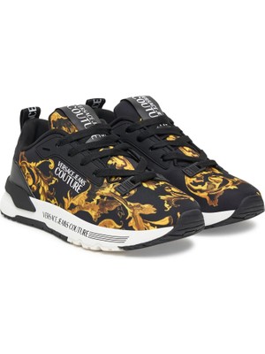 Versace Kadın Fondo Dynamic Dis. Saa Barok Desenli Yazı Logolu Sneaker - Siyah/gold