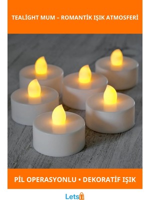 Letsii Pilli LED Tealight Mum 3.5 cm Dekoratif Aydınlatma