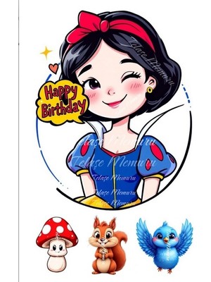 Telaşe Memuru Pamuk Prenses Pasta Süsü - Pasta Resmi ve Baskısı - Pamuk Prenses Doğum Günü Yenilebilir Kağıt 2