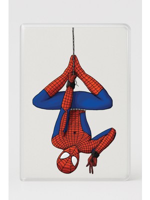 Nurdic Şeffaf Pasaport Kılıfı Kalın Mikron Kart Bölmeli Desenli Pasaport Kabı - Örümcek Delirdi