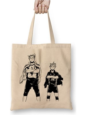 Toyaso Bokuto And Hinata Haikyuu Manga Bez Çanta Uzun Saplı Alışveriş Çantası Plaj Çantası