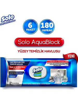 Solo Aquablock Yüzey Temizlik Havlusu 6'lı 180 Yaprak