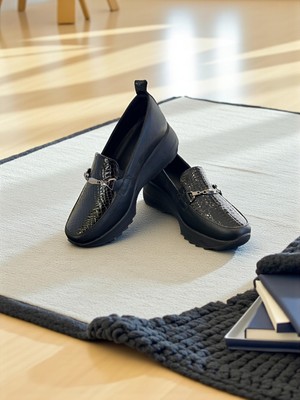 Mammamia D25KA-3565 Siyah Msr Hakiki Deri Tam Ortopedik Kadın Casual Günlük Ayakkabı