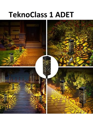 TeknoClass 1 Adet Dekoratif Solar Güneş Enerjili Bahçe Aydınlatması Yürüyüş Yolu LED Aydınlatma Seti