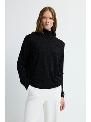 Adl Incili Simli Triko Kazak Siyah 13944510001