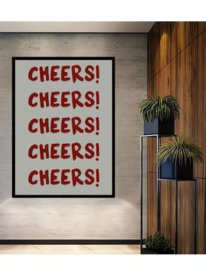Teona Ahşap Çerçeve Görünümlü Cheers Temalı Dekoratif Ahşap Mdf Ev Duvar Tablo Dikdörtgen Ev Duvar Tablo