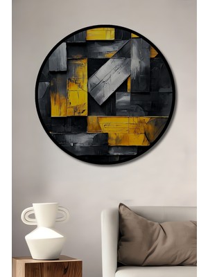 Teona Ahşap Çerçeve Görünümlü Endüstriyel Şıklık Dekoratif Ahşap Mdf Ev Duvar Tablo Yuvarlak Ev Duvar Tablo