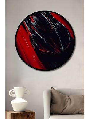 Teona Ahşap Çerçeve Görünümlü Kırmızı Hızlar Dekoratif Ahşap Mdf Ev Duvar Tablo Yuvarlak Ev Duvar Tablo